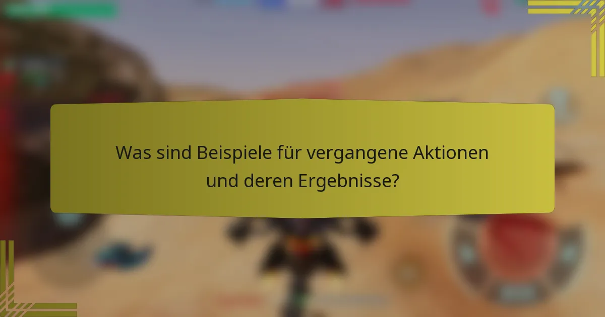 Was sind Beispiele für vergangene Aktionen und deren Ergebnisse?